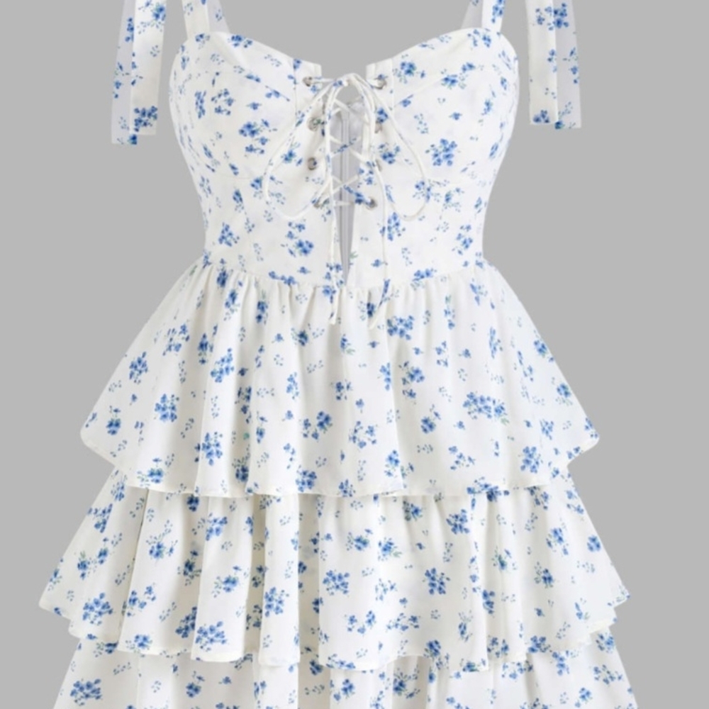 Cider Blue Floral  Dress